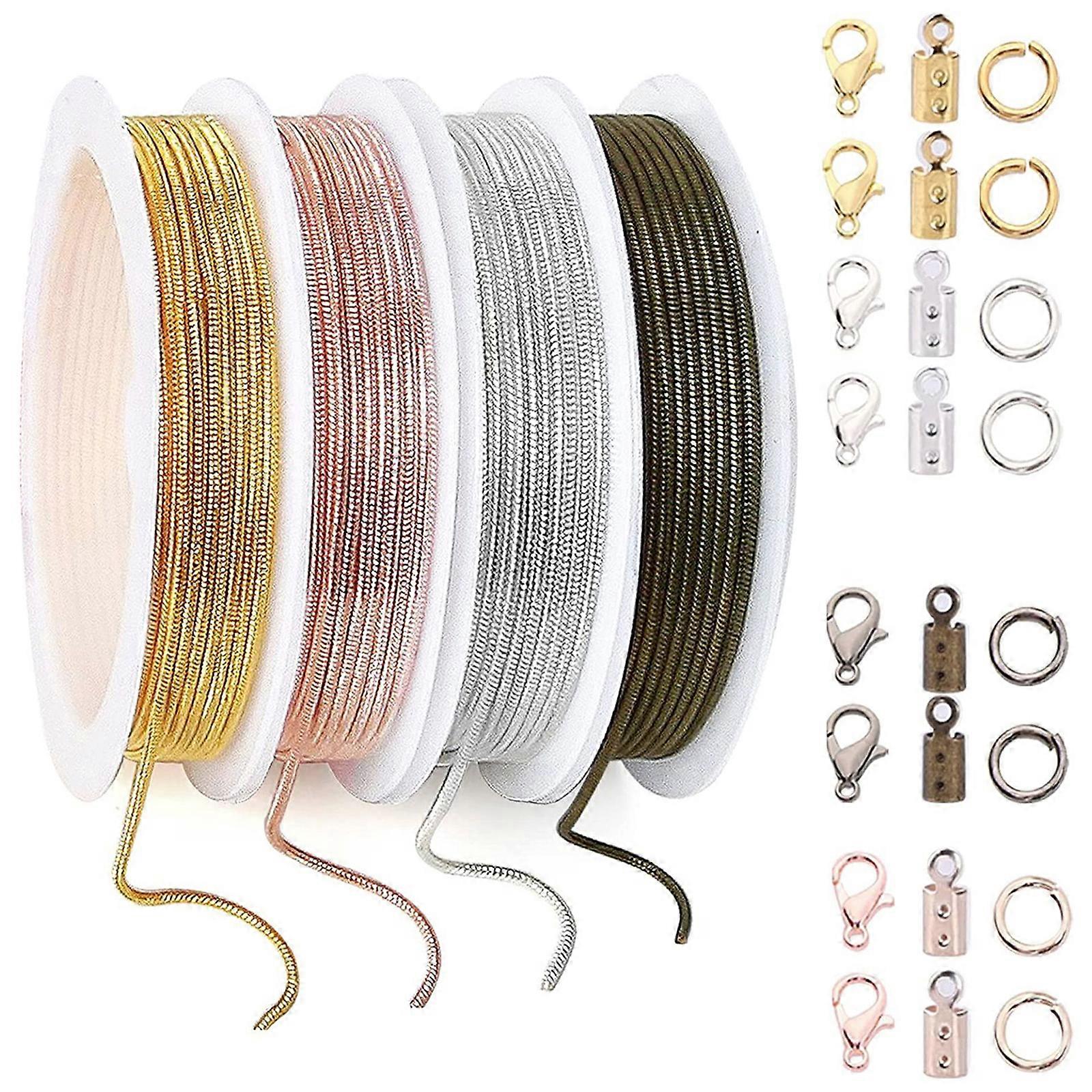 4 Necklace Chains Roll,with Open Jump Rings Lobster Clasps for Jewelry Making