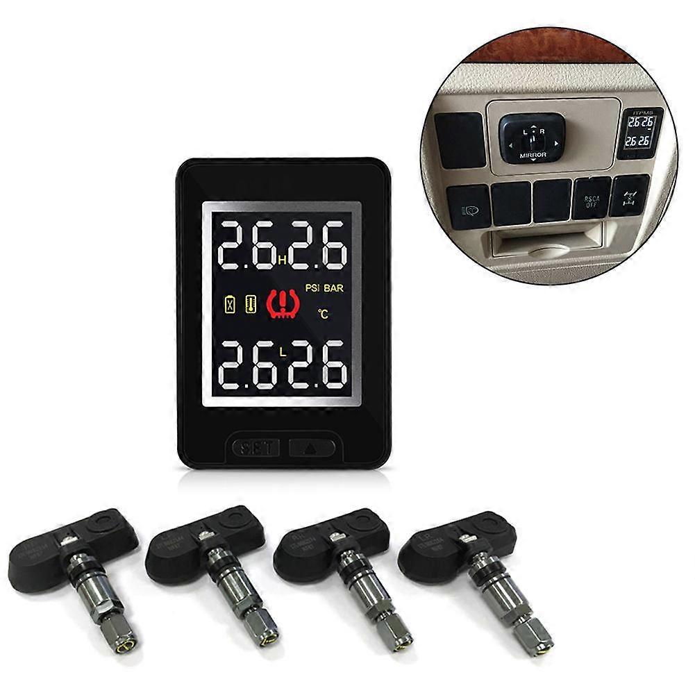 TPMS voor Toyota Auto Draadloze Bandenspanningssensoren Monitoring Systeem Auto 4 Interne Anti-diefstal LCD Display Embedded Monitor