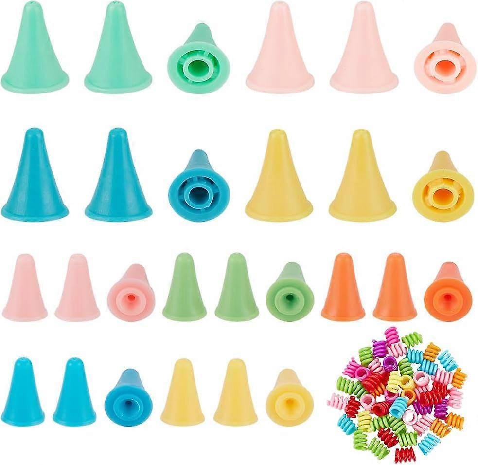 54pcs 9 Styles 0.8x0.7 Inch Cone Knitting Needles Point Protectors Multi-Colored Knitting Needles Cap Synthetic Rubber Needle Tip Stoppers for Sewing