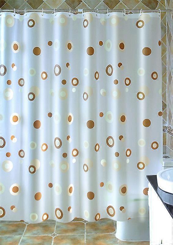 Waterproof Mildewproof Coffee Circle Arc Shower Curtain 180*180CM