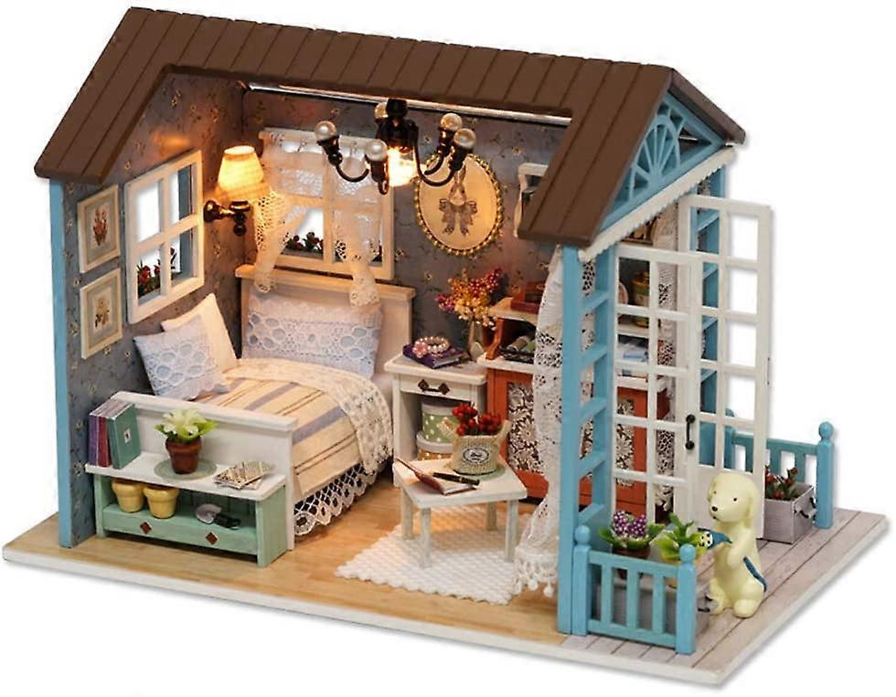 Miniature Dollhouse Kit, 1:24 Scale Wooden Miniature Dollhouse