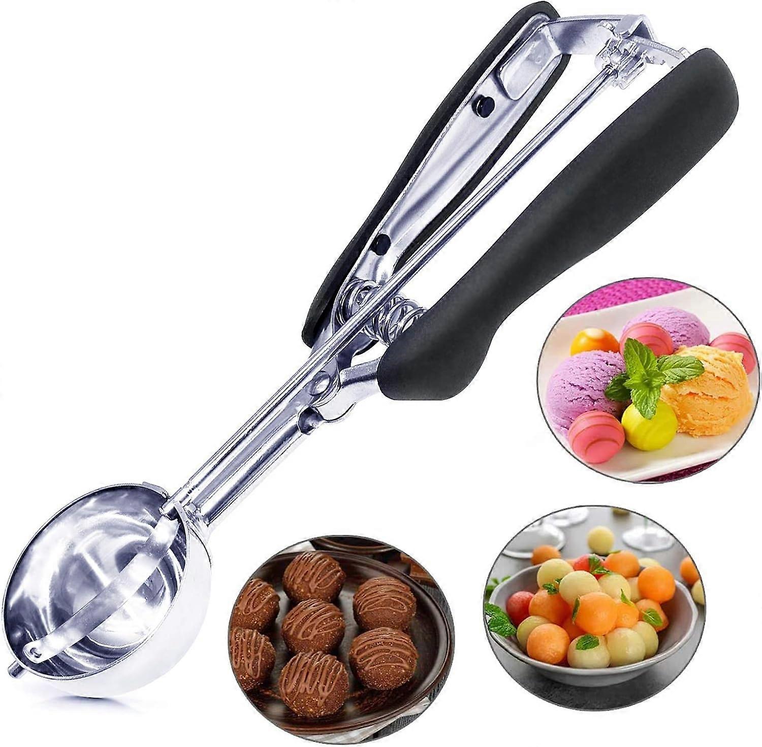 Stainless Steel Biscuit/Ice Cream Scoop Easy-grip spring-loaded scoop with trigger release Premium