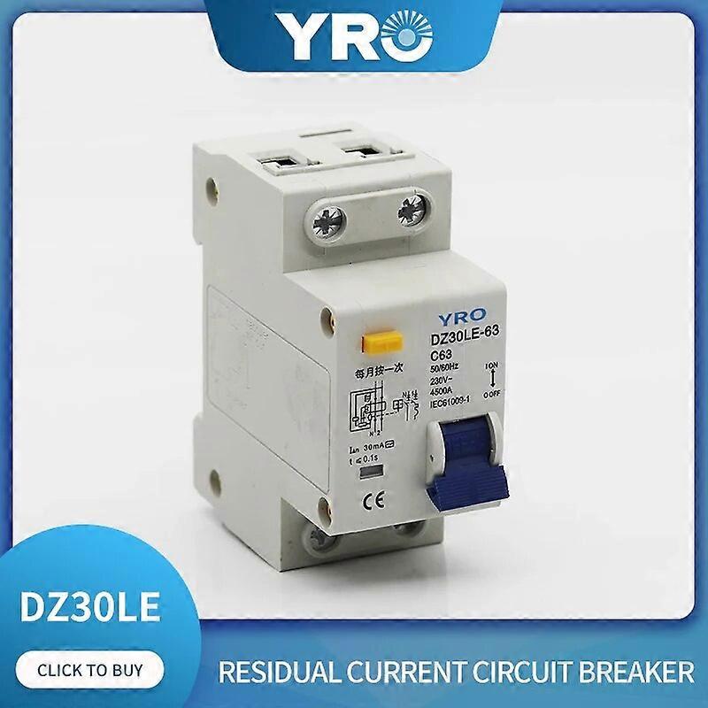 DZ30LE DPNL 230V 1P+N 40A 63A Residual Current Circuit Breaker Over-Short Residual Protection MCB