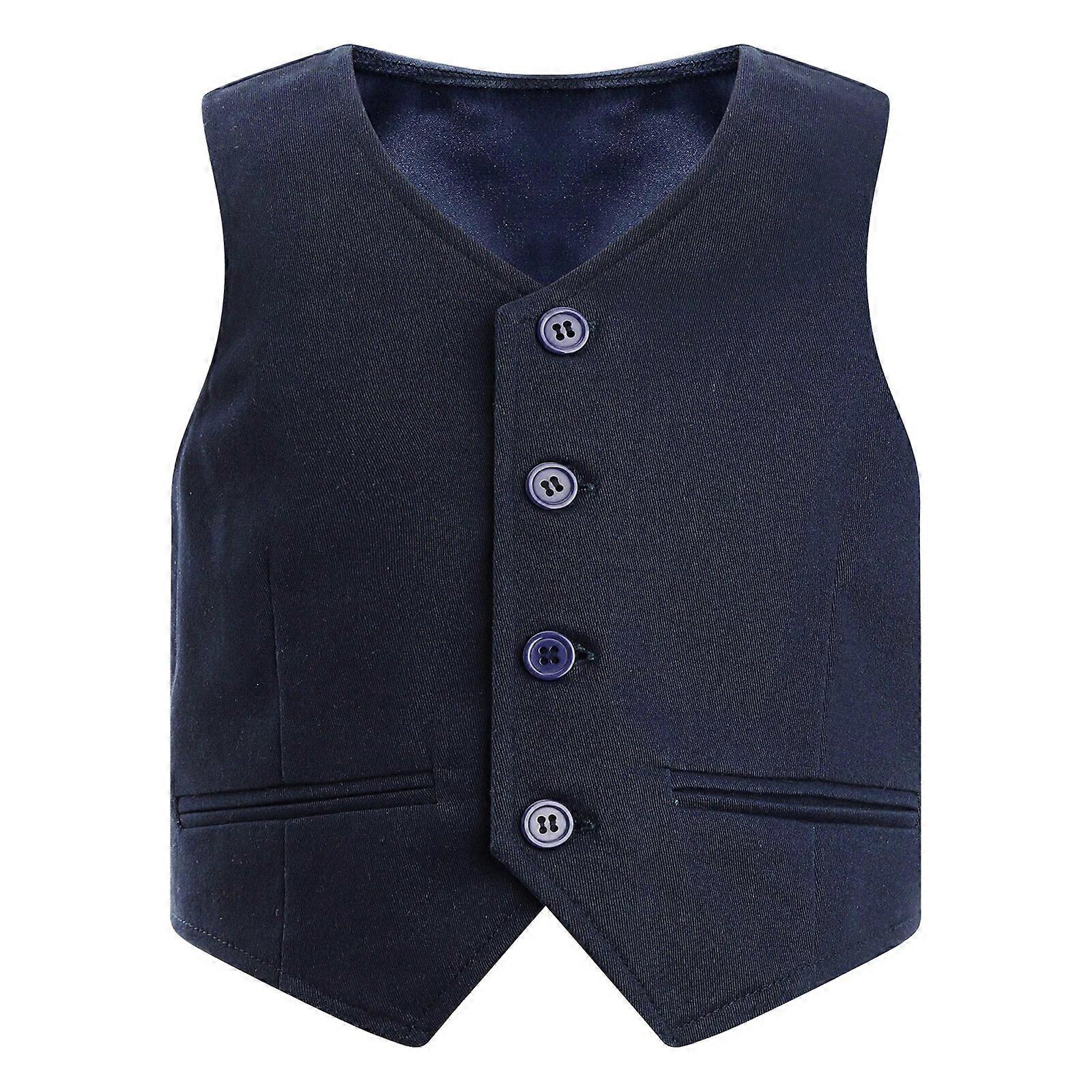 Bambini Signori Abito Formale Gilet Uniformi Scolastiche Top Adolescenti Scollo A V Button Down Gilet Festa di Compleanno Performance Costume