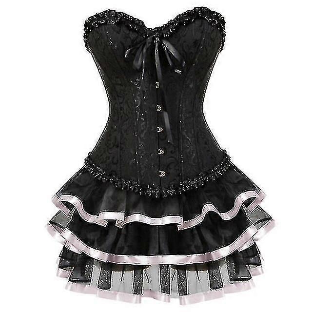 Szexi fűző ruhák a nők számára Plus Size Jelmez Overbust burleszk fűző és mini szoknya szett Tutu Corselet