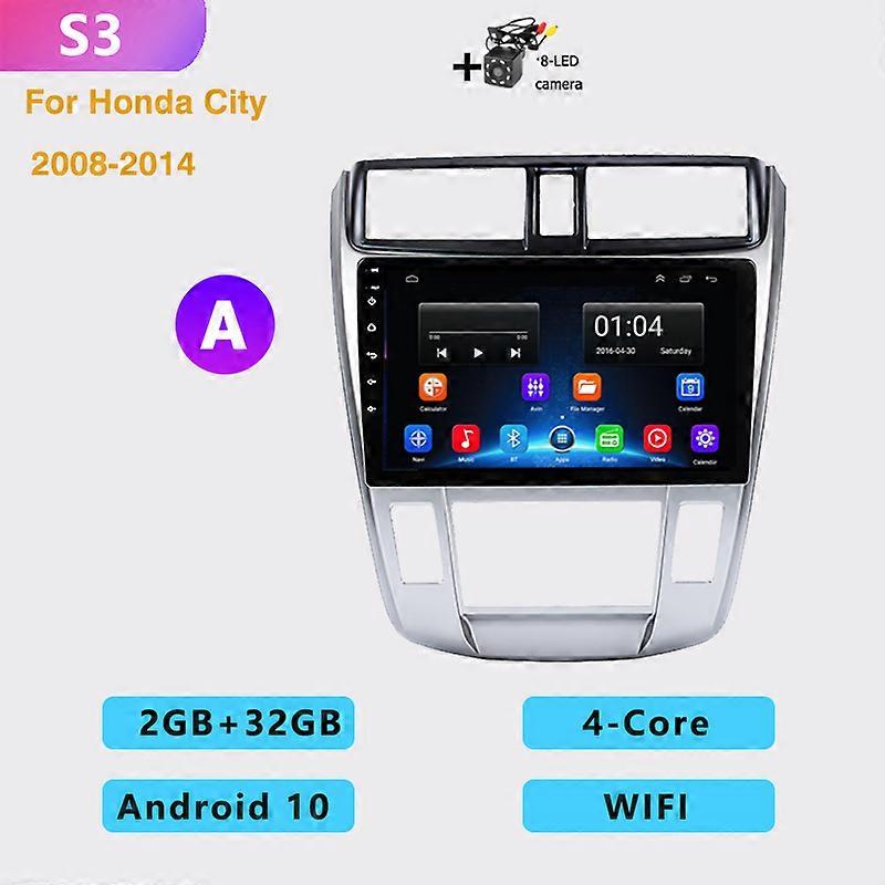 2DIN 4+64G Auto Android Car Radio multimedia player CarPlay GPS navigation RDS DSP for Honda City 2008 2009 2010 2011-2016 2014