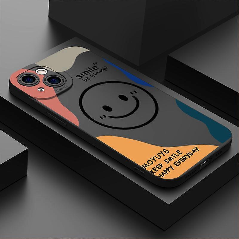 Cute Cartoon Smile Face Phone Case For iPhone 14 13 12 11 Pro Max MIni XS XR X 7 8 Plus SE 2 2020 Shockproof Soft Silicone Cover