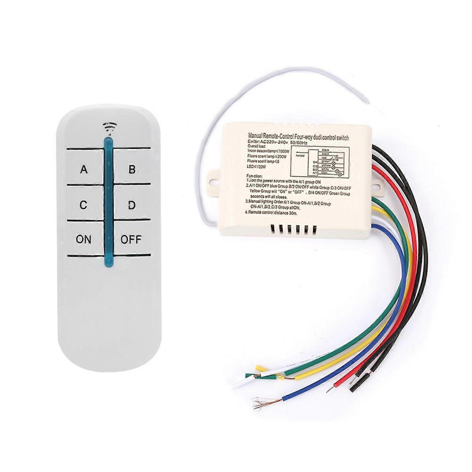 Remote Control Switch 4-Way Easy Installation AC200V Light Remote Control Switch Kit for Chandeliers QinHai