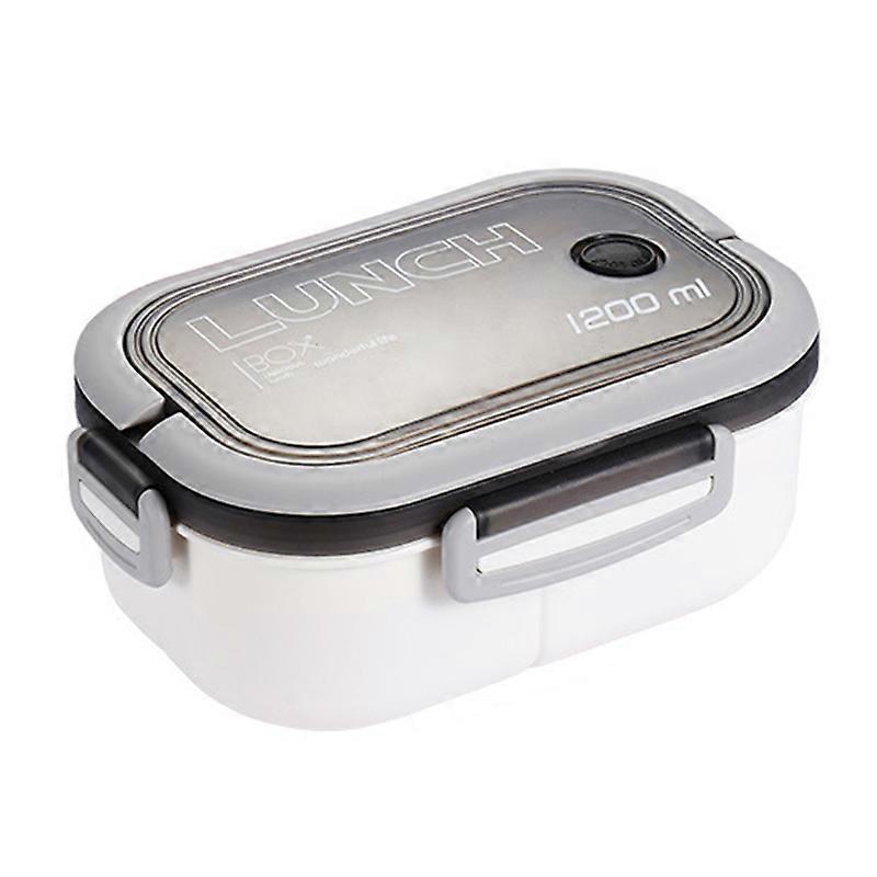 1200ml Buckle Design Airtight Lunch Box Microwave Safe Large Capacity Meal Prep 2 Layers Grids Bento Case for Office School Qinhai