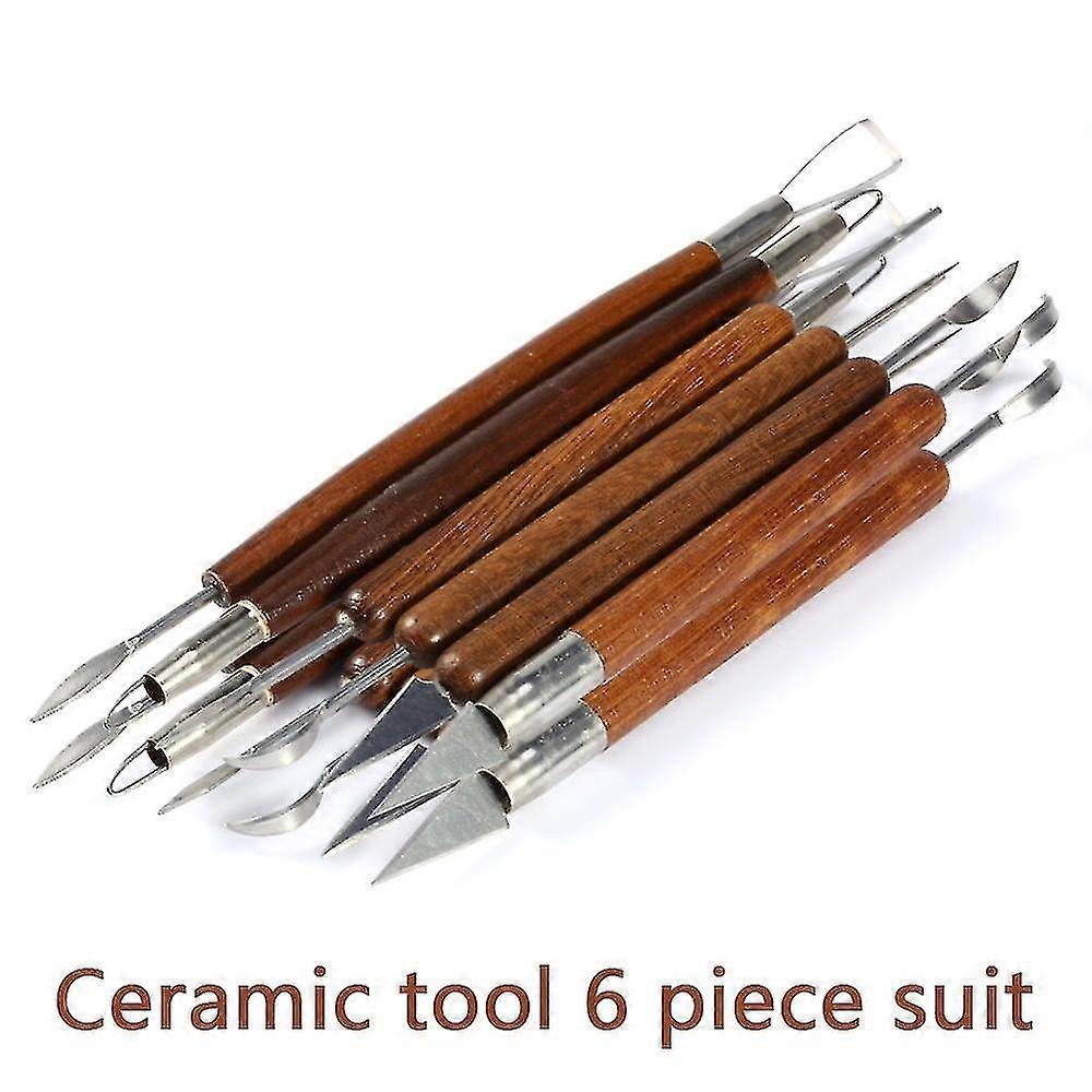 6pcs Sculpting Tool Pottery Tools Wood Handle Pottery Set Wax Carving