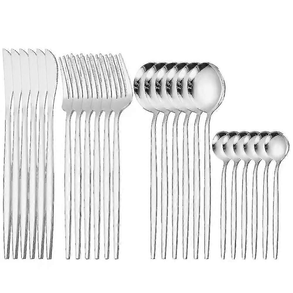 24pcs Cutlery Set Stainless Knife Fork Spoon Flatware Tableware Set
