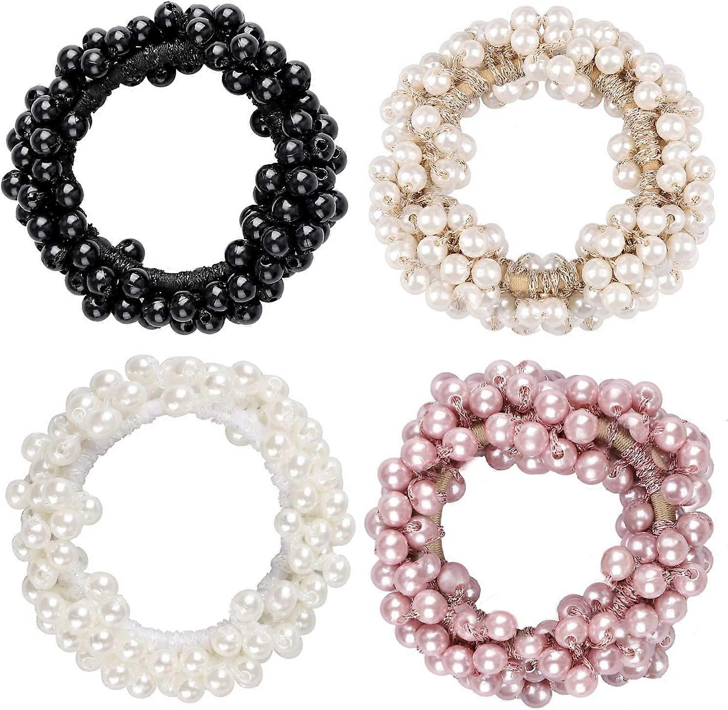 4 kpl Helmikarvat Scrunchies, Joustavat hiusköydet Poninhännän pidike Scrunchies-hiusnauha