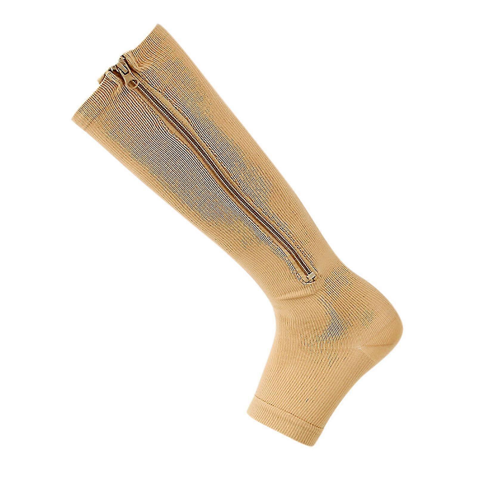 Zipper Compression Socks Calf Knee High Stocking Open Toe Compression Socks For Walking Runnng Hiking And Sports Use