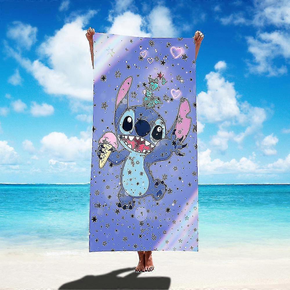 2023 1pc 75x150cm Disney Lilo & Stitch Beach Towel Soft Absorbent Bath Towel Children Boys Girls Pool Party Gift Microfiber Bath Towe