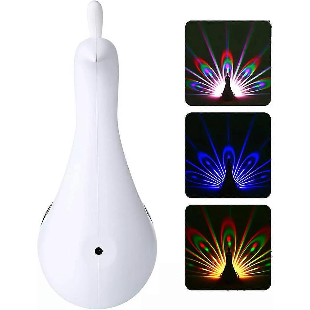 Peacock Projection Desk Lamp Party:Remote Control Night Light Home USB Charging