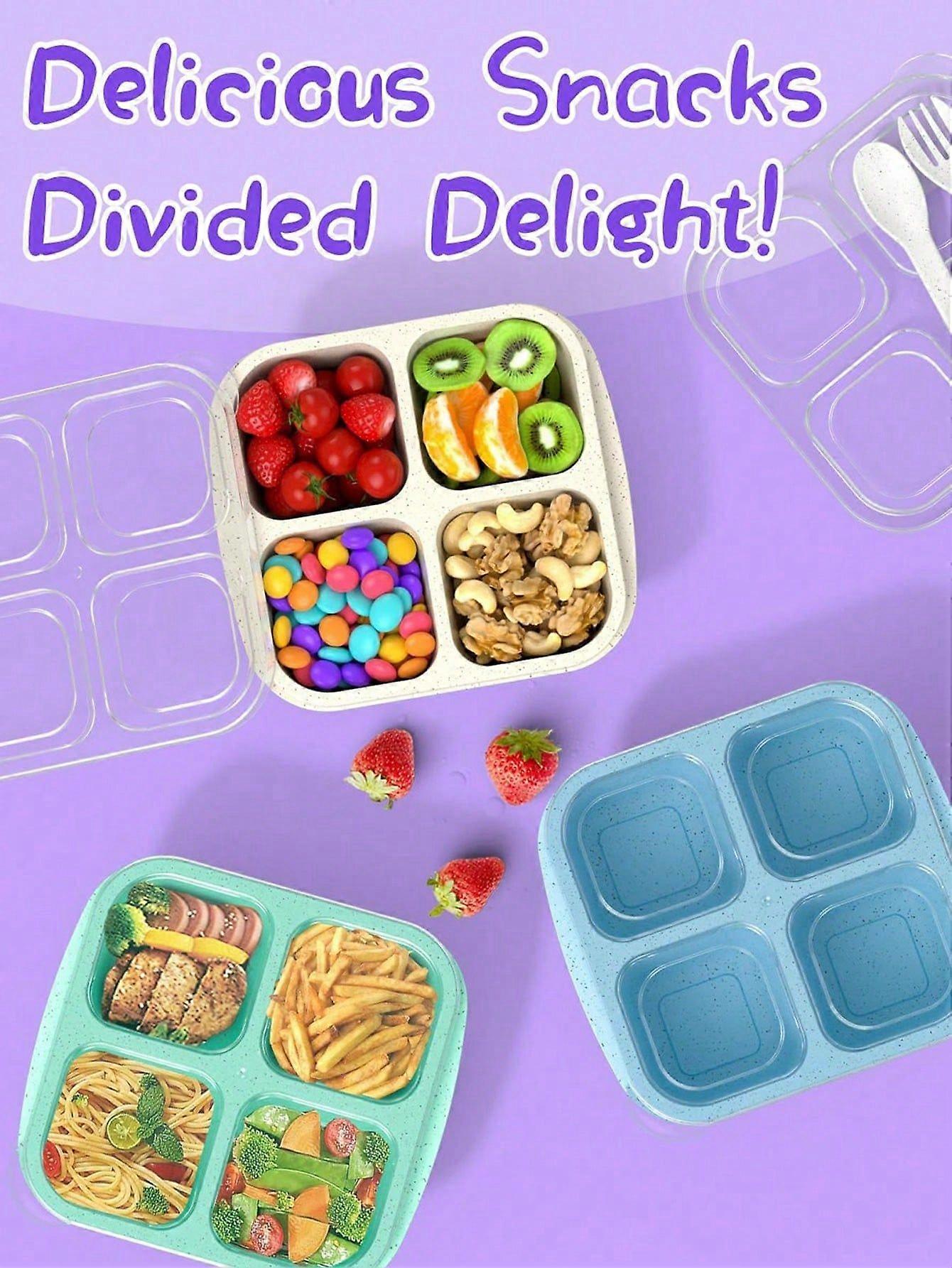 4pcs-Compartment Snack Container, With 4 Detachableompartments Lunchbox Container, Reusable Meal PrepSnack Container Snack Lunch Box,Separated Fast Fo