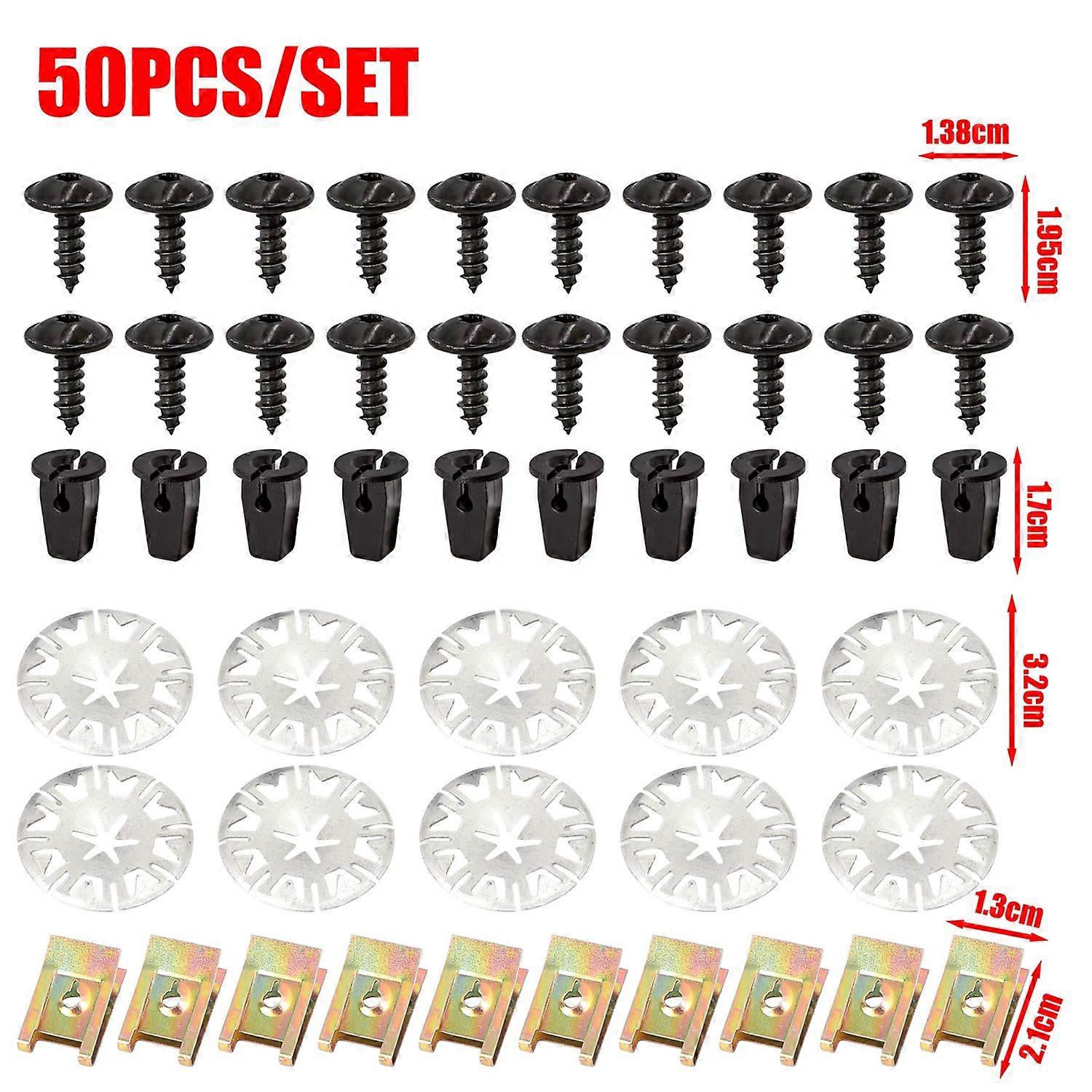 50pcs Car Screw Base U Clip Car Modification Fastener Metal Fender Bumper Protection Clip Interior Accessories Automobile Fasten