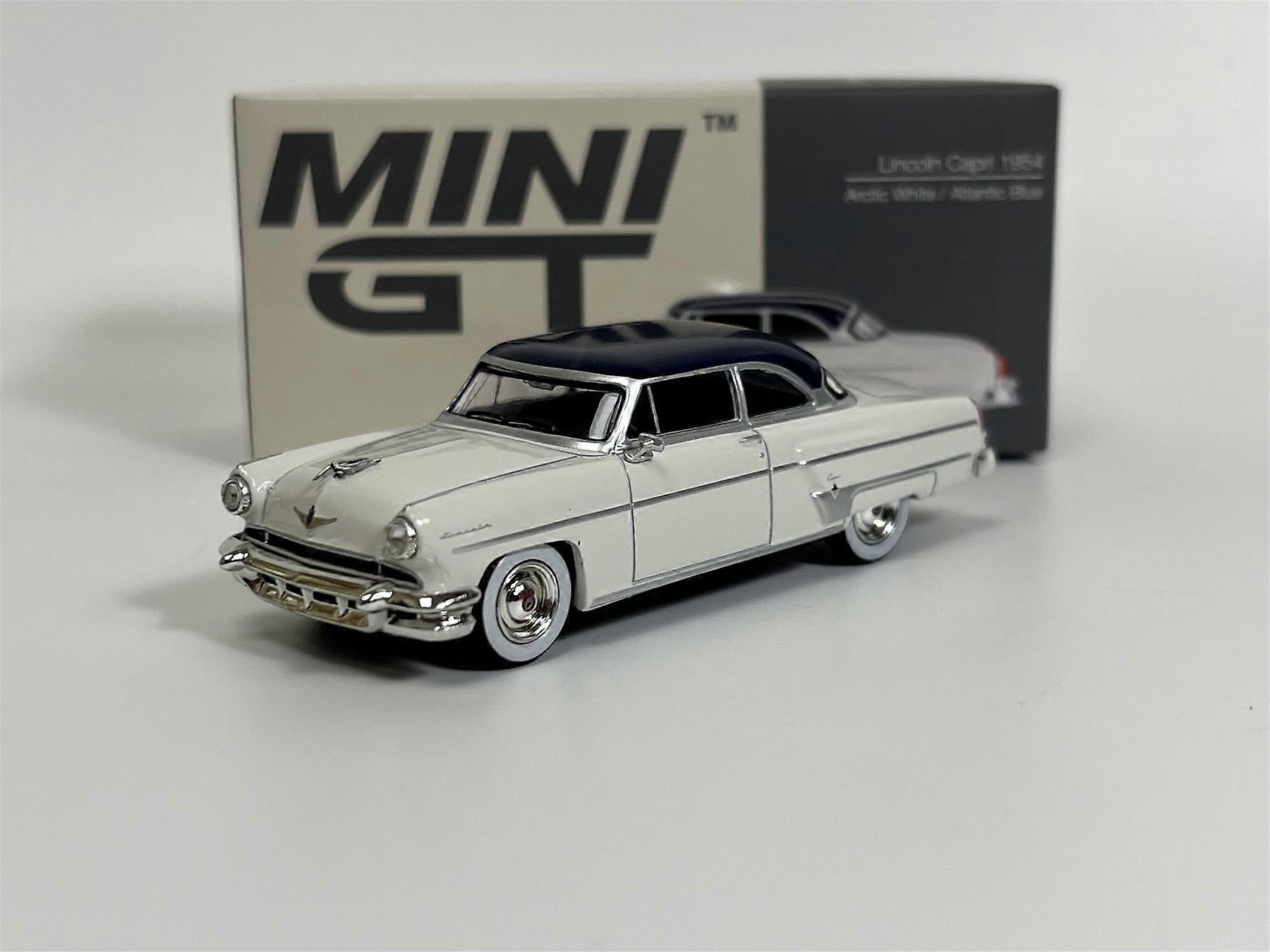 林肯卡普里岛 1954 北极白大西洋蓝 LHD 1:64 迷你 GT MGT00631L