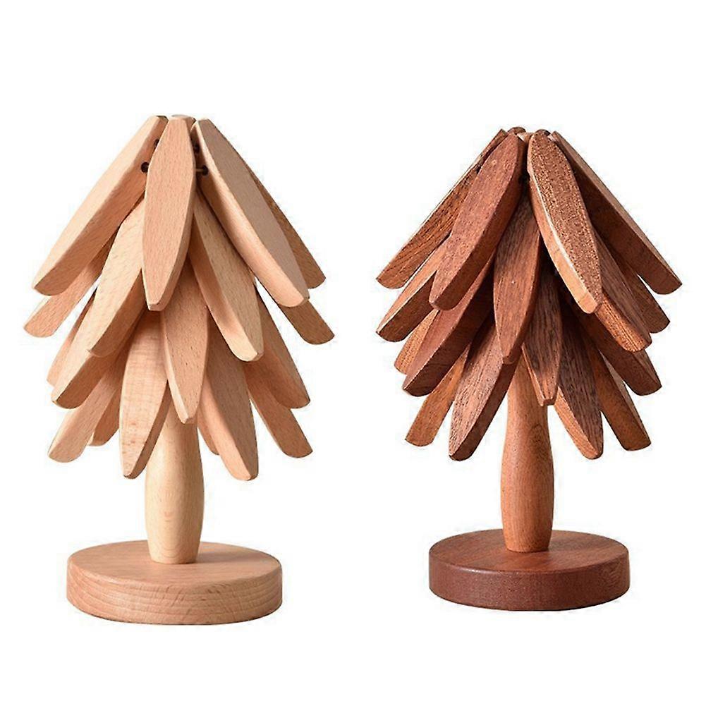 2sets Wooden Tree Coasters,Wooden Insulation Mat,Stackable Tree Coasters Set of 4, Wood Trivet Coaster