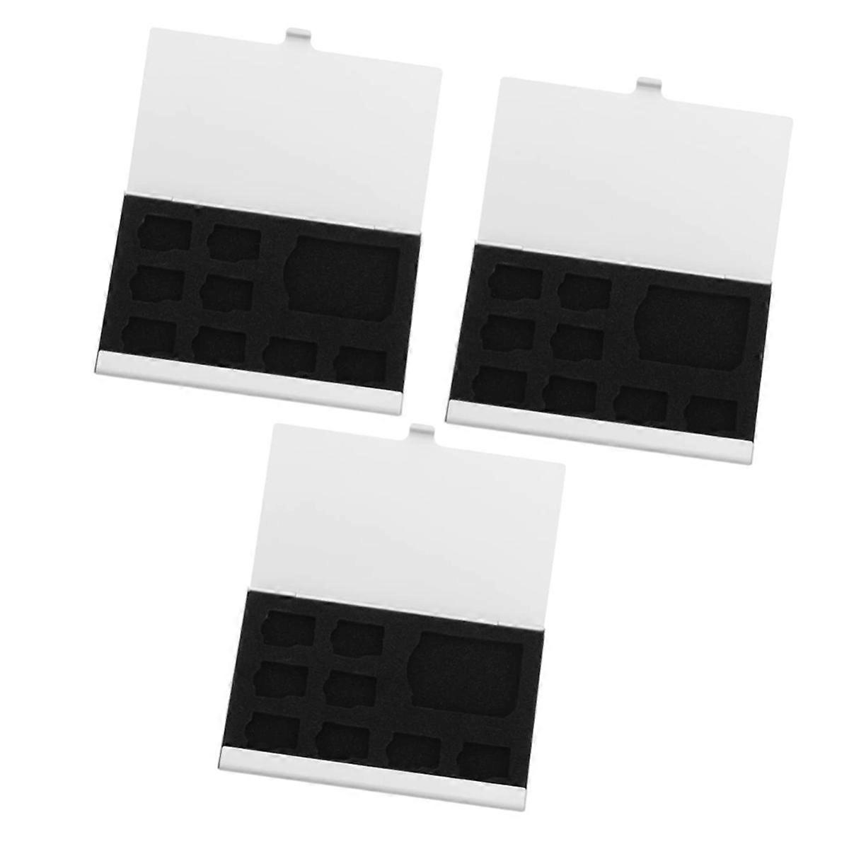 3Pcs 9-Slot Memory Card Storage Box Mini Memory Card Holder Case Aluminum Alloy Shell for 8 TF Cards and 1 SD Cards