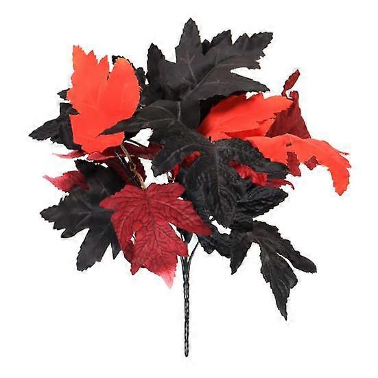Artificial Black Maple Leaf Bouquet Realistic Halloween Fake Silk Plants Home Office Table Centerpiece Faux Leaf Branch Decoration