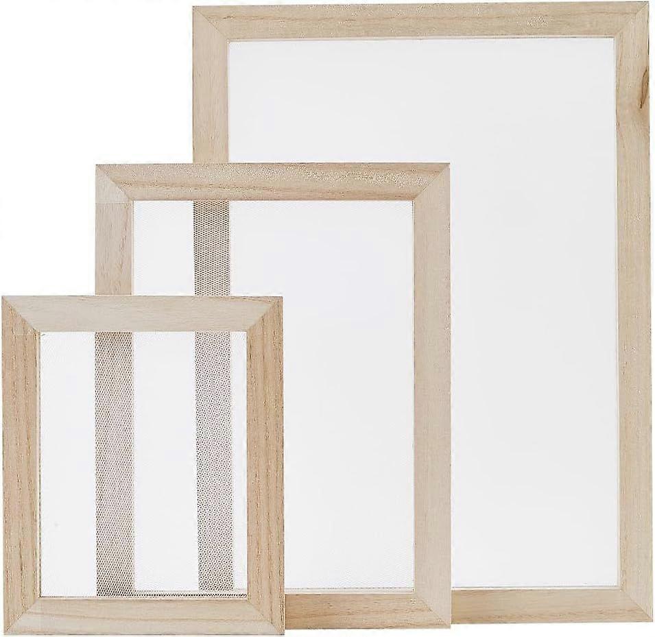 3 Size Wooden Paper Making Screen Natural Wood Papermaking Handcraft Deckle Drawing Printing Tool Frame for Papers Making DIY Dried Flower Crafts Begi
