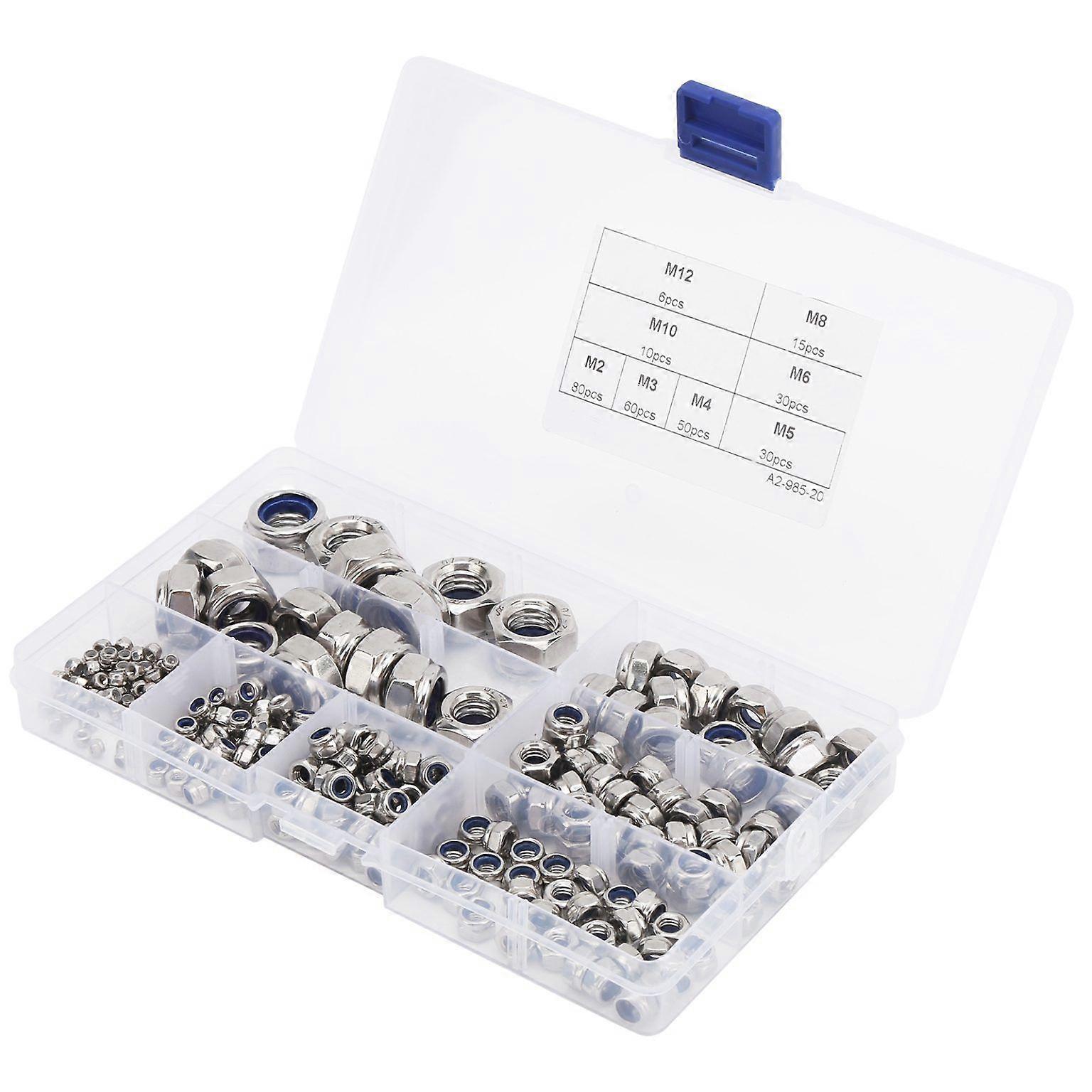 self-locking nuts 281Pcs SelfLocking Nuts 304 Stainless Steel Nylon AntiLoose