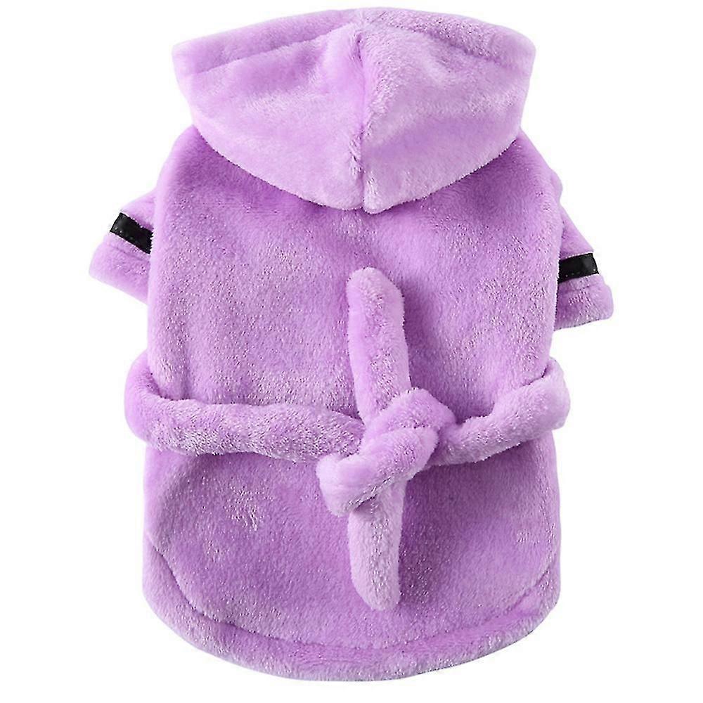 Puppy Robe Dog Dry Towel Robe With Hood And Belt, Easy To Wear