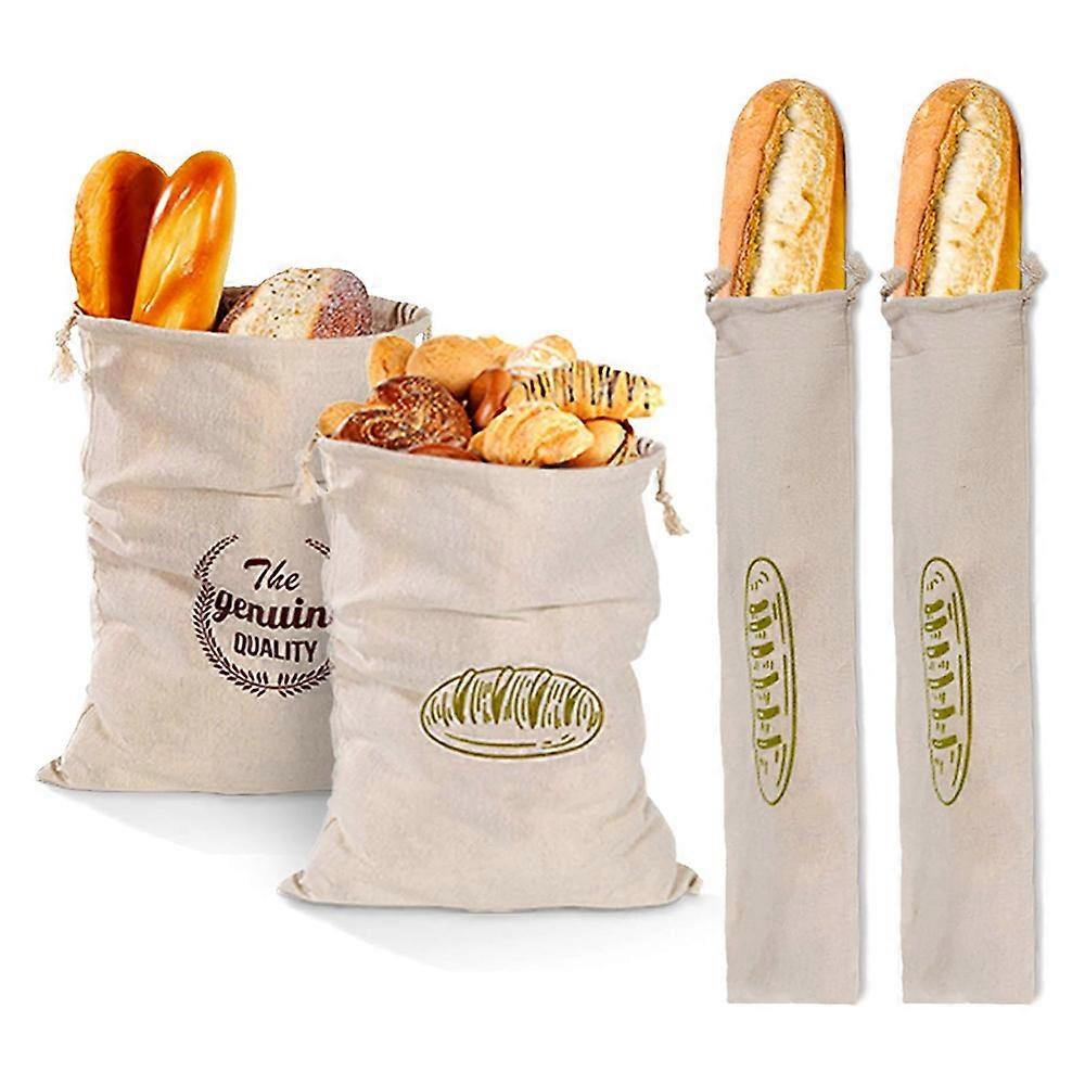 4 stk linbrødposer - røde og grønne stiler