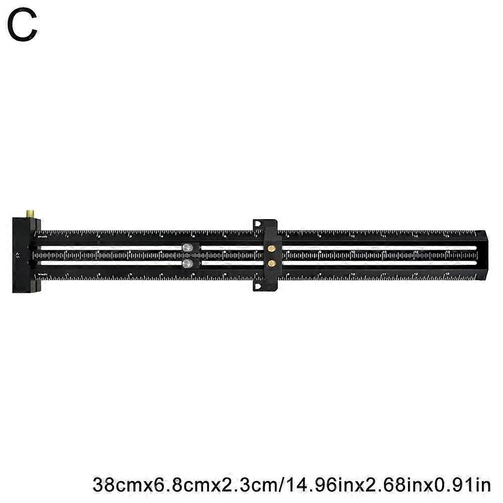 Woodworking Adjustable T-Square Ruler - 13.7 Inch/35cm Aluminum Alloy Marking Gauge With Imperial & Metric Scales