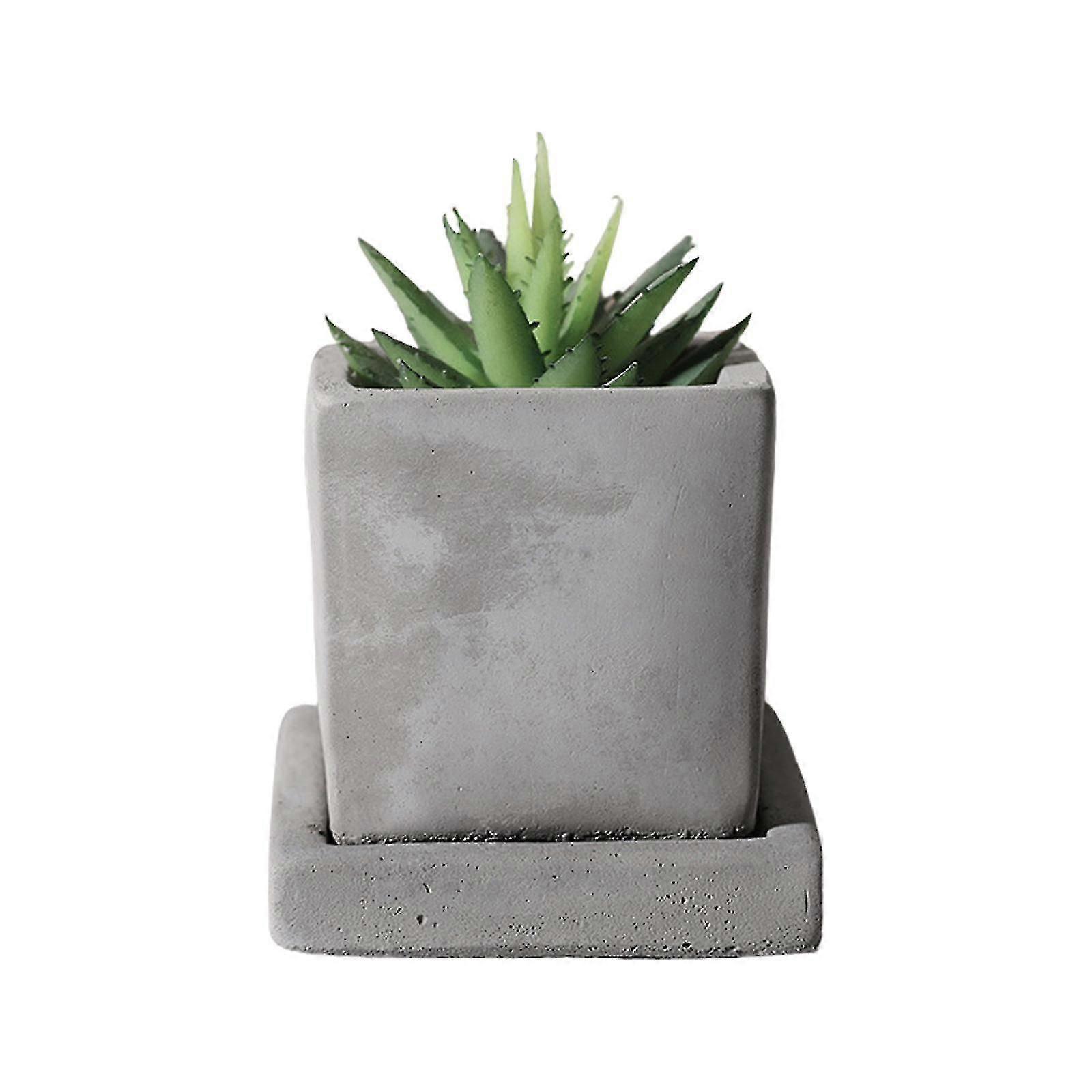 Cement Planter - Mini Succulent Plant Pots With Removable Saucer