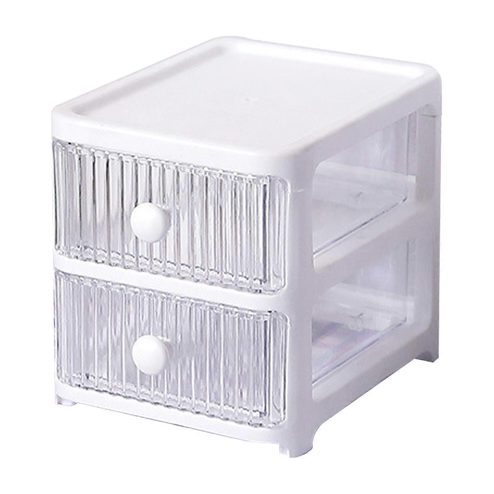 Desktop Storage Box with Drawers Multi Layers Transparent Multifunctional Stackable Desk Organizer for Home Bedroom Office 2 Layer