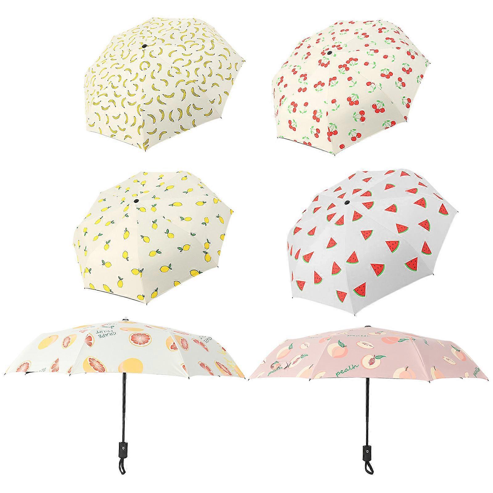 Three Folding Automatic Foldable Fruit Umbrella Peach Watermelon Design