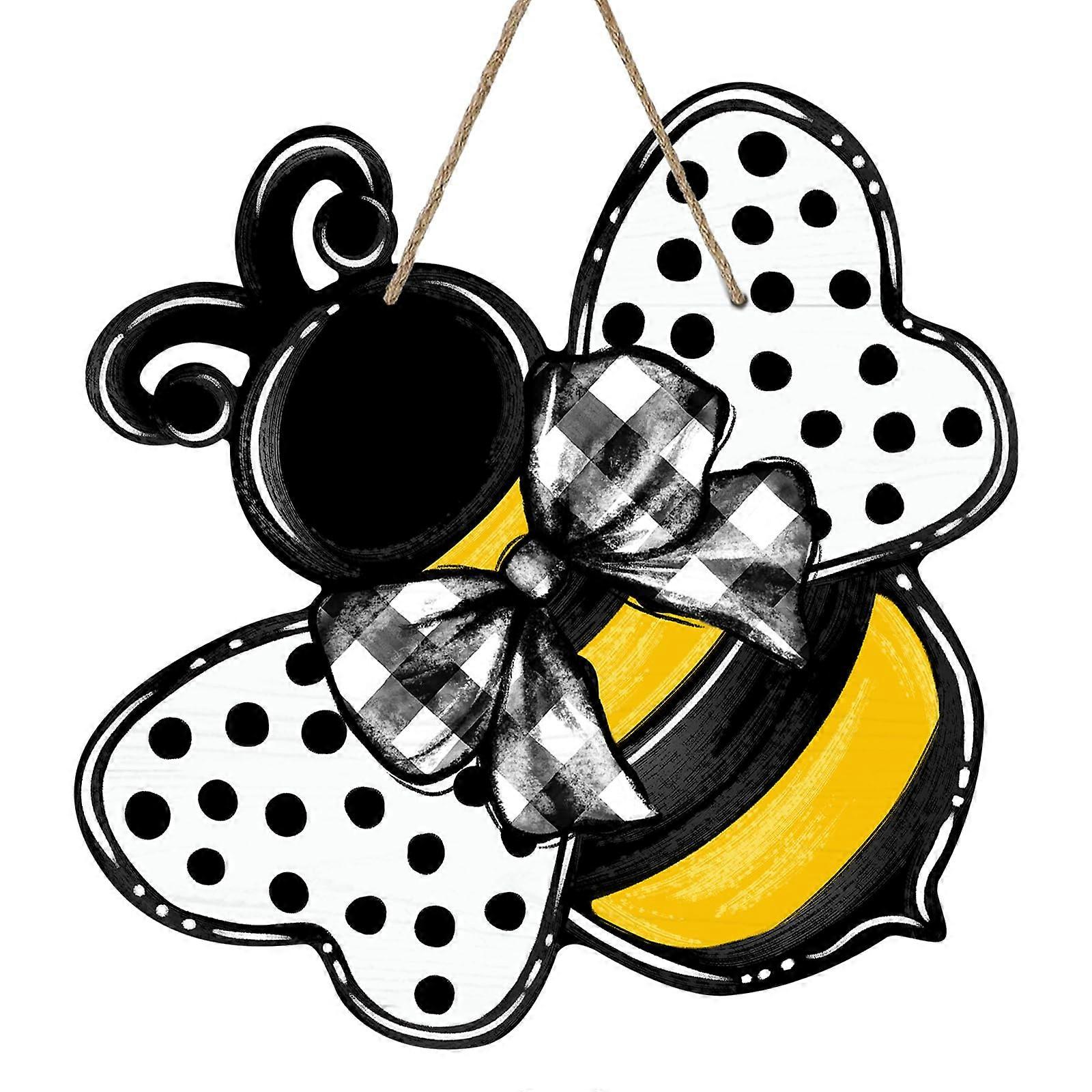 Bee spring and summer doorplate, polka dot design