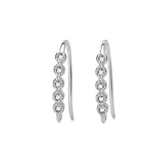 (1 pair of white gold)Five small round diamond ear hooks