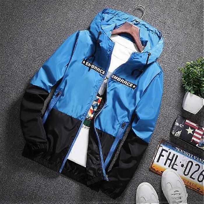 Spring Autumn Bomber Hooded Jacket Men Casual Slim Patchwork Windbreaker Jacket