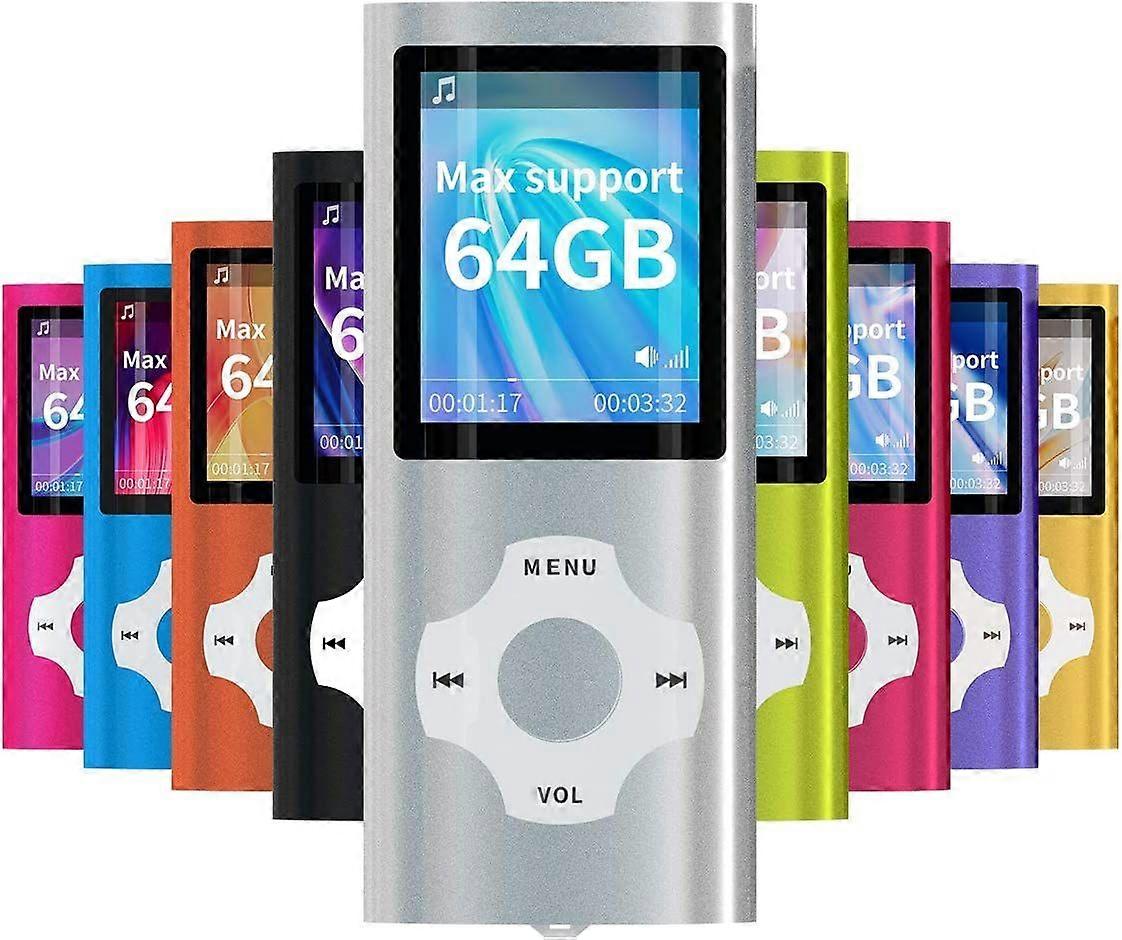 MP3/MP4 Portable Player,1.8 Inch LCD Screen,Max Support 64GB,Silver