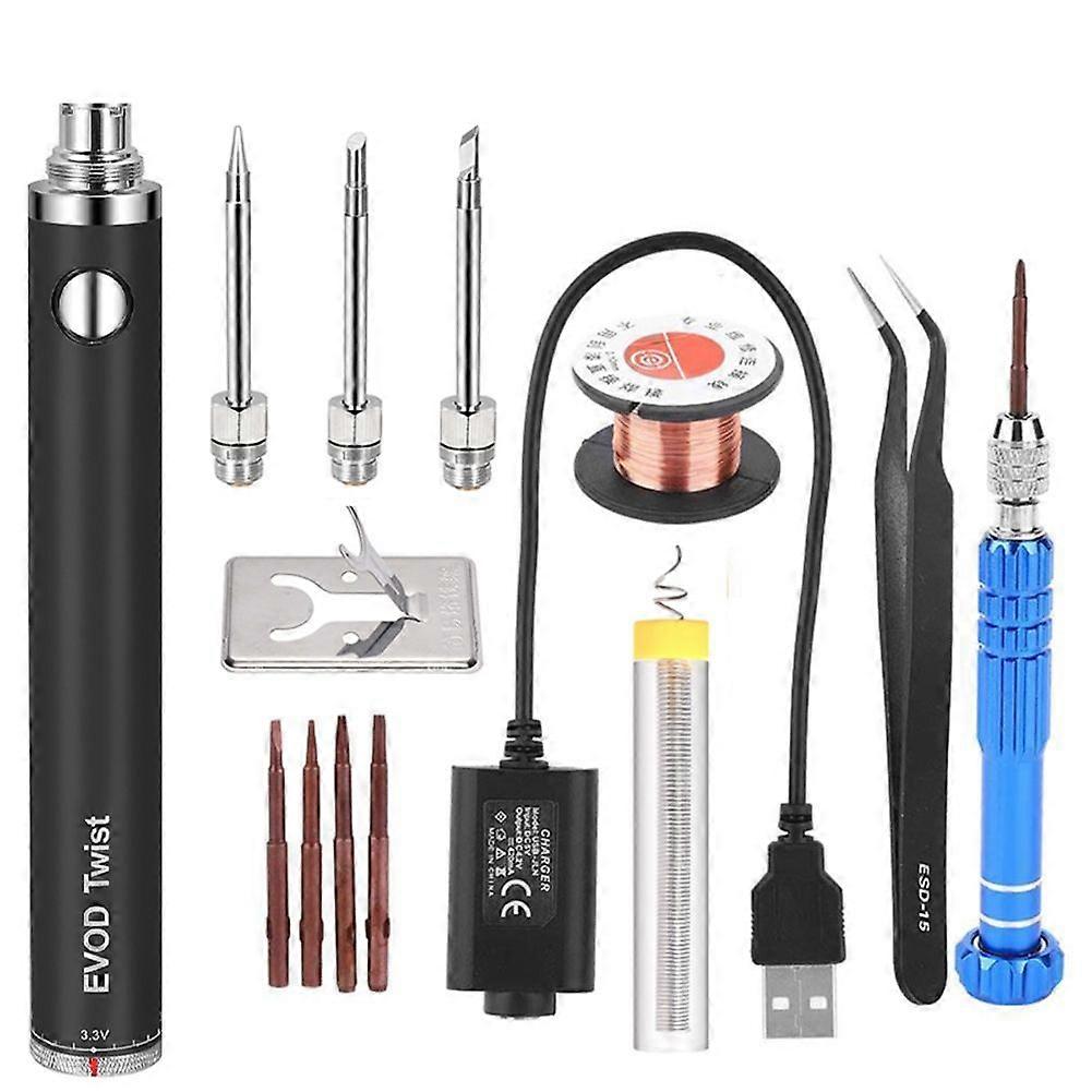 5V 15W Battery Powered Soldering Iron with USB Charge Soldering Iron Soldering Wireless Charging Solder Iron-Black