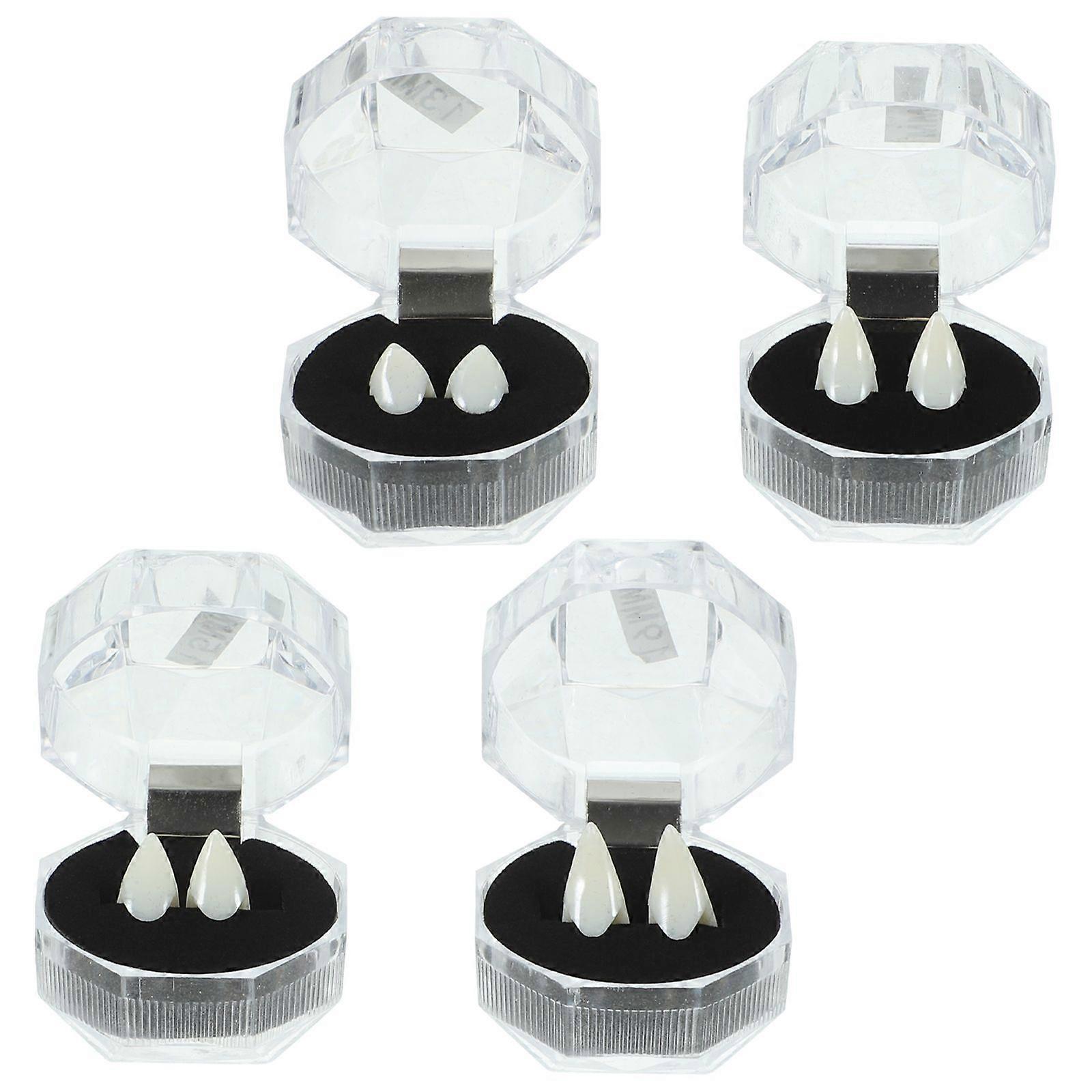 4 Pairs of Custom Fangs Cosplay Teeth Dentures Halloween Party Props (4 Pairs Packed, 13mm+15mm+17mm+19mm)