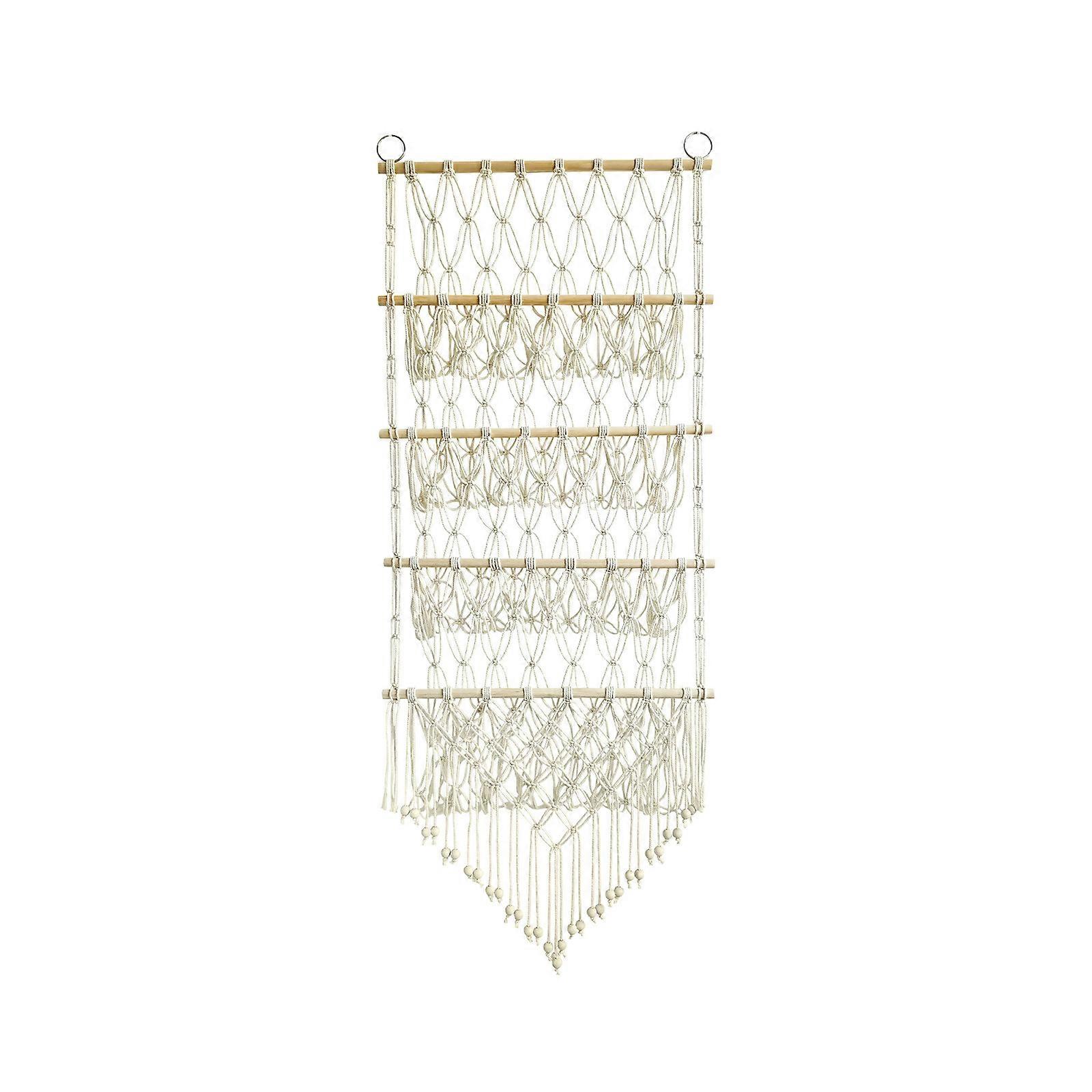 Large Capacity Hanging Net for Plush Toy and Small Items Space Saving Smal Items Storage Organizers for Kids Room Off White.