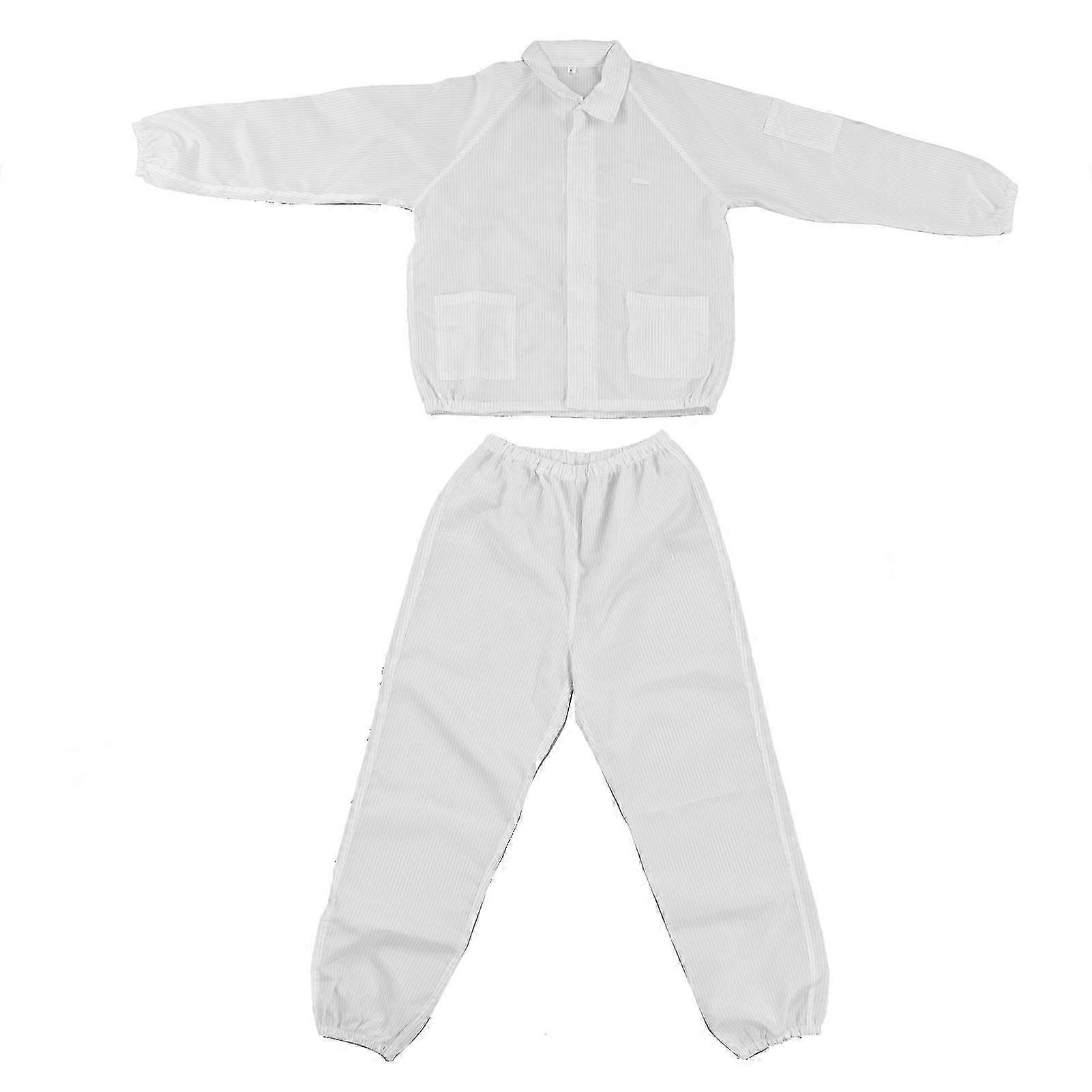 Protection Overall Anti Static Polyester Protective Working Suit White Split Design for Workshop XL