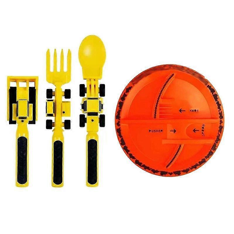 Kids Dinnerware Sets, Creatively Construction Themed Kids Dining Tool Set, Includes Forks, Spoons, PlatesScvvd