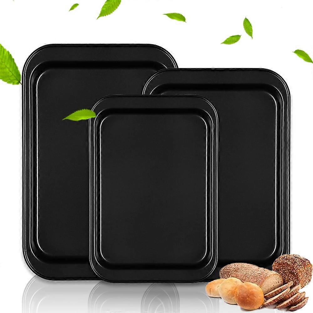 Carbon Steel Nonstick Baking Sheet Set, Oven Safe Three Sizes Non-toxic Coating for Home Commercial Use, Wide Grip Even Heat Distribution Dishwasher