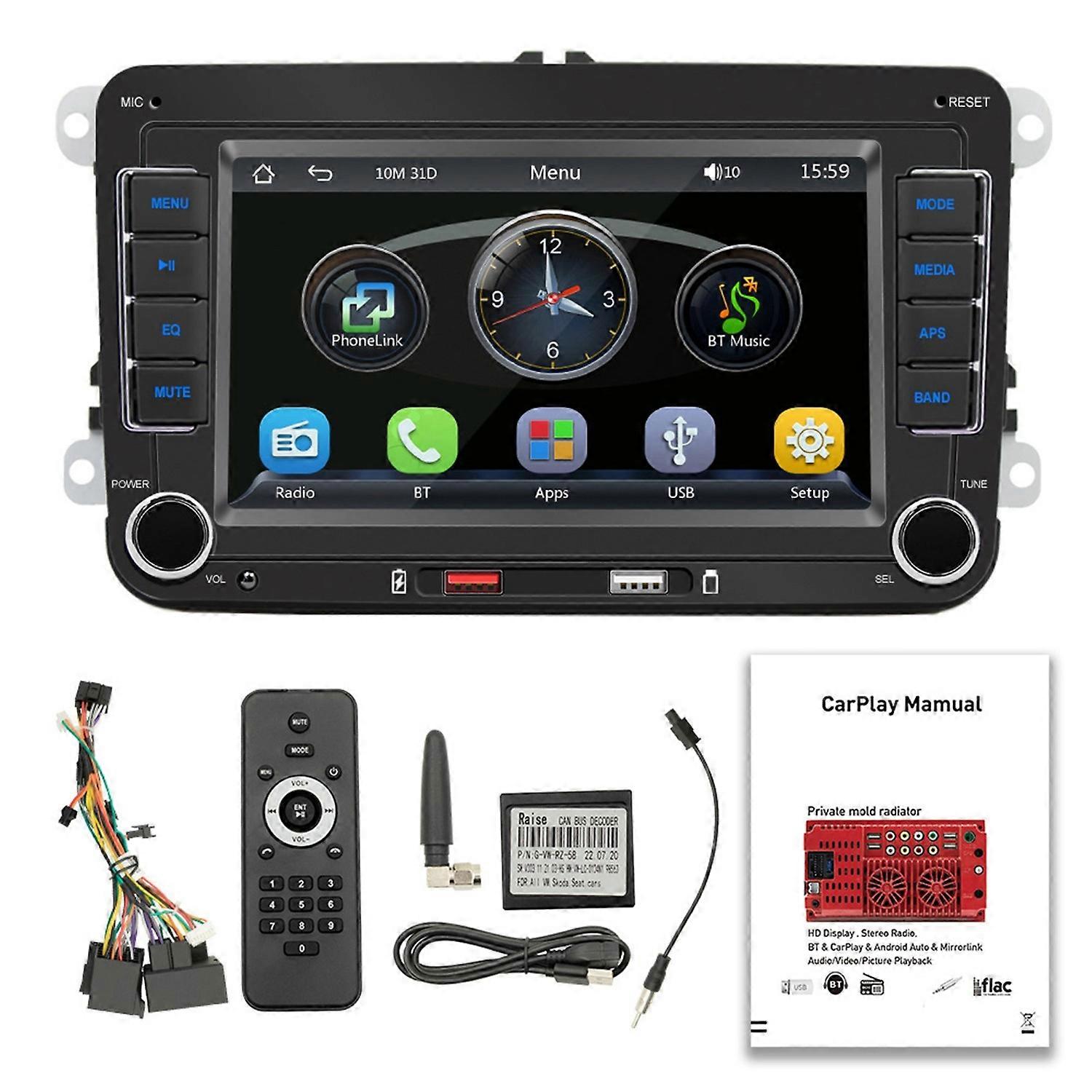 7 Inch Car Stereo MP5 Player Touchcreen BT AM/FM Radio Receiver with Android Auto Carplay Support Ha