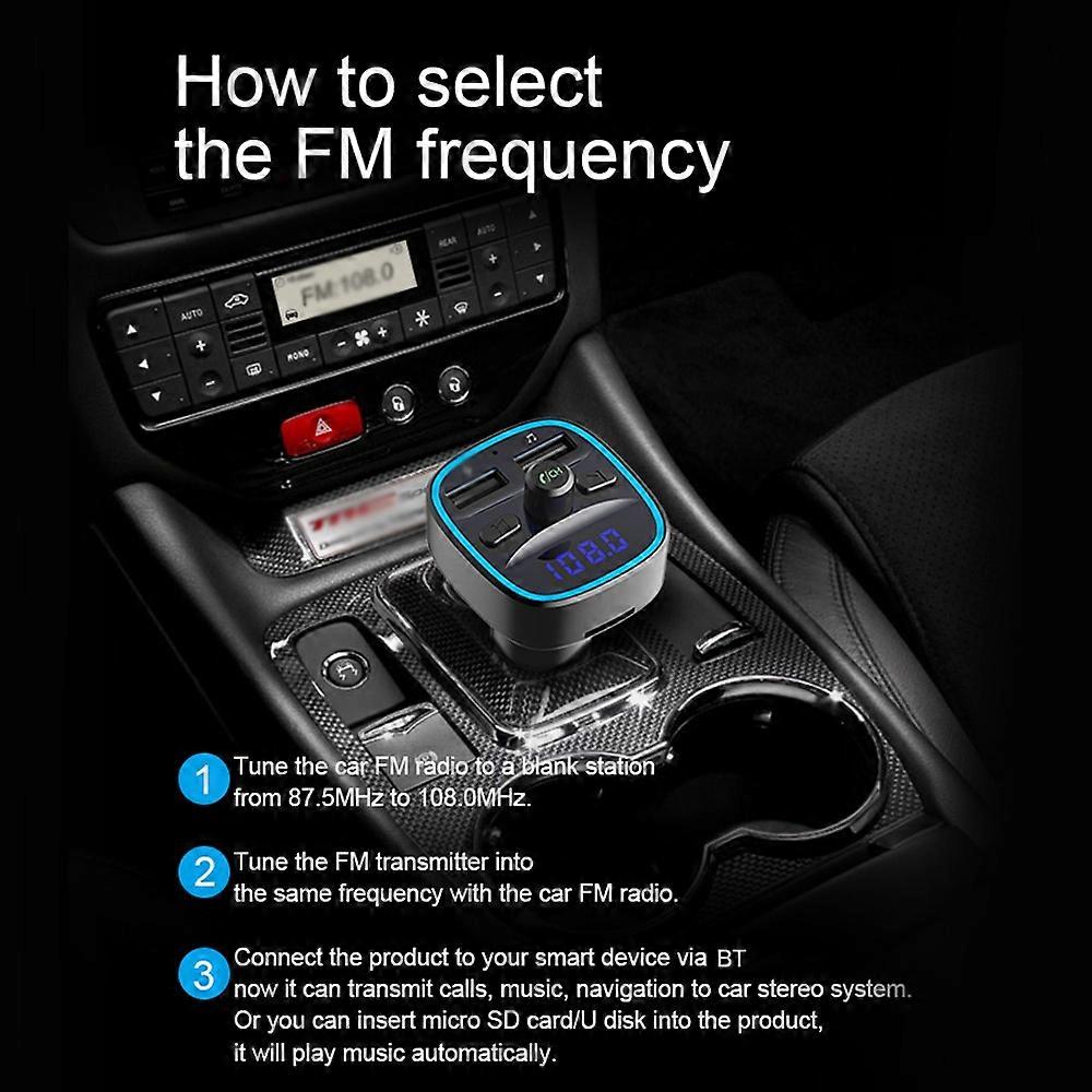 T25S Car MP3 Player Multi-function BT5.0 Dual USB Chargers Support Hands-free TF Card U Disk Music P