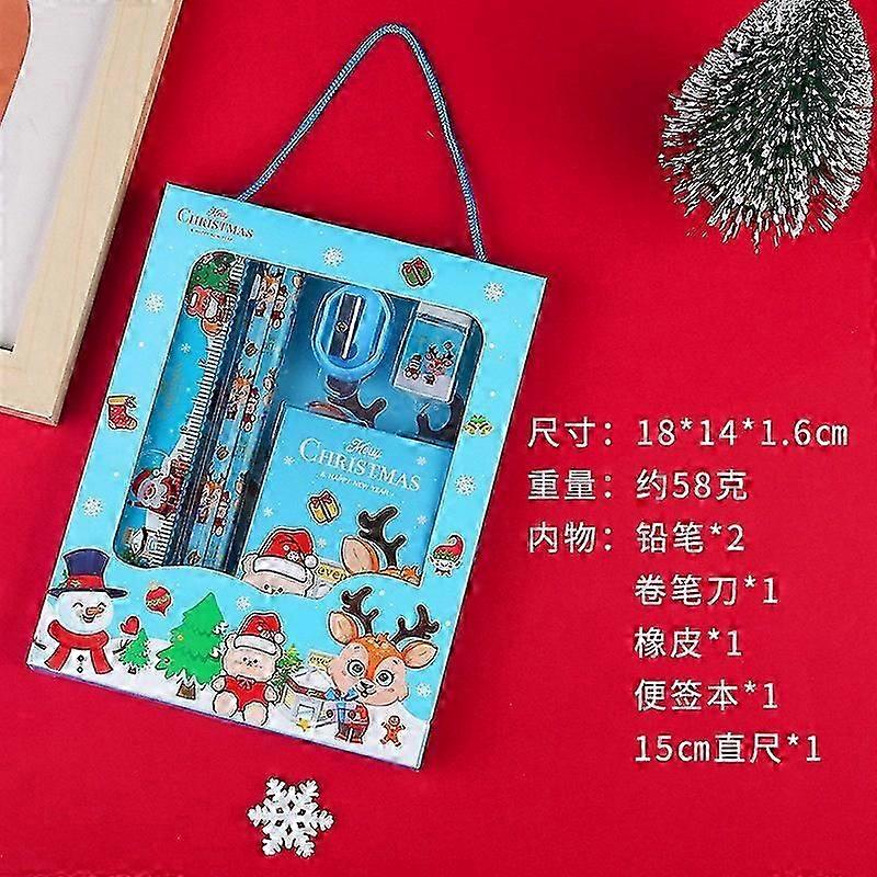 6PCS Christmas Stationery Gift Set Christmas Goodie Bag Fillers Include 2 Christmas Pencil Eraser Ruler Sharpener Christmas Decoration Set Stationary