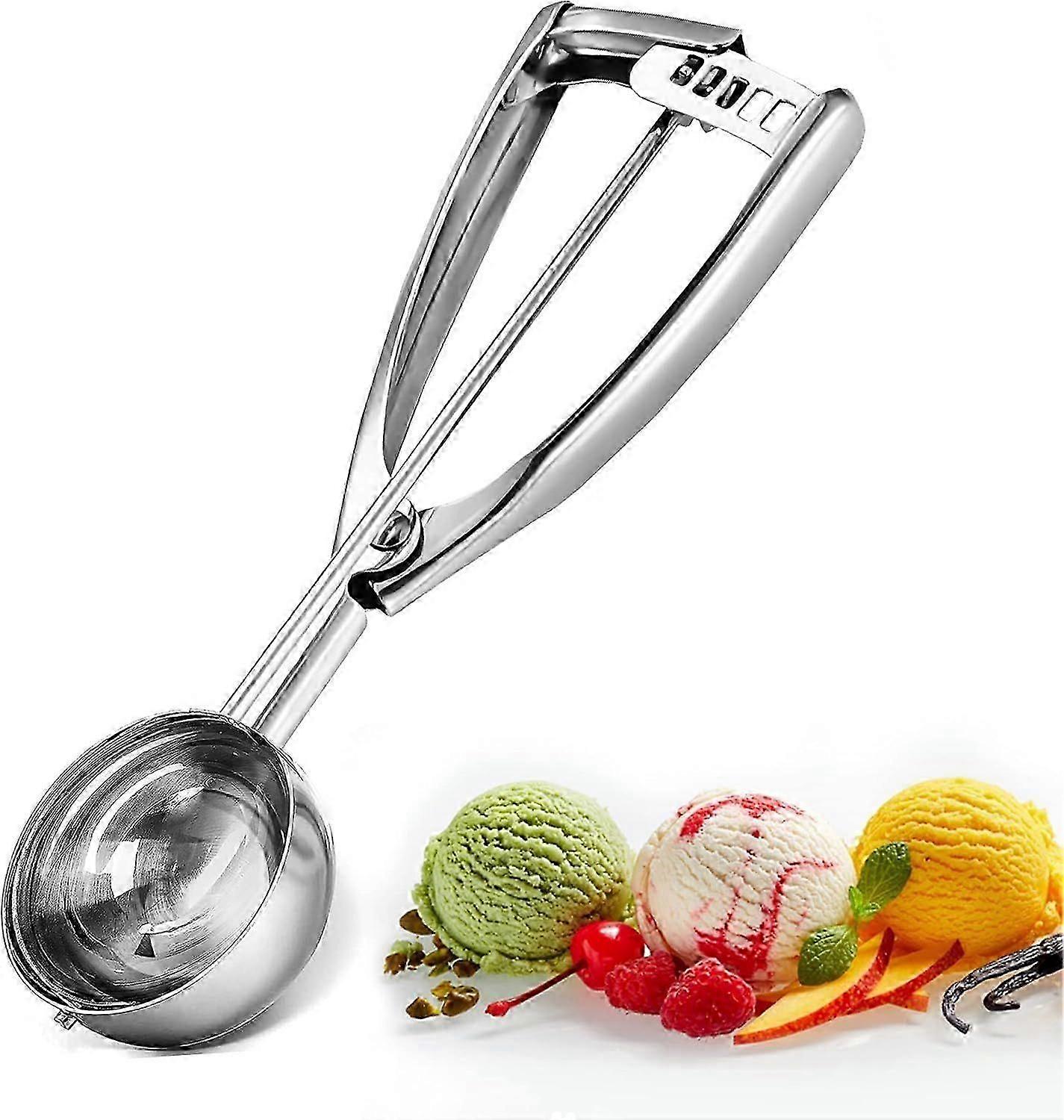 Ice Cream Scoops with Easy Trigger - Large Sized (6.3cm) Stainless Steel Scoop for Meatballs,Mashed Potatoes and Muffins