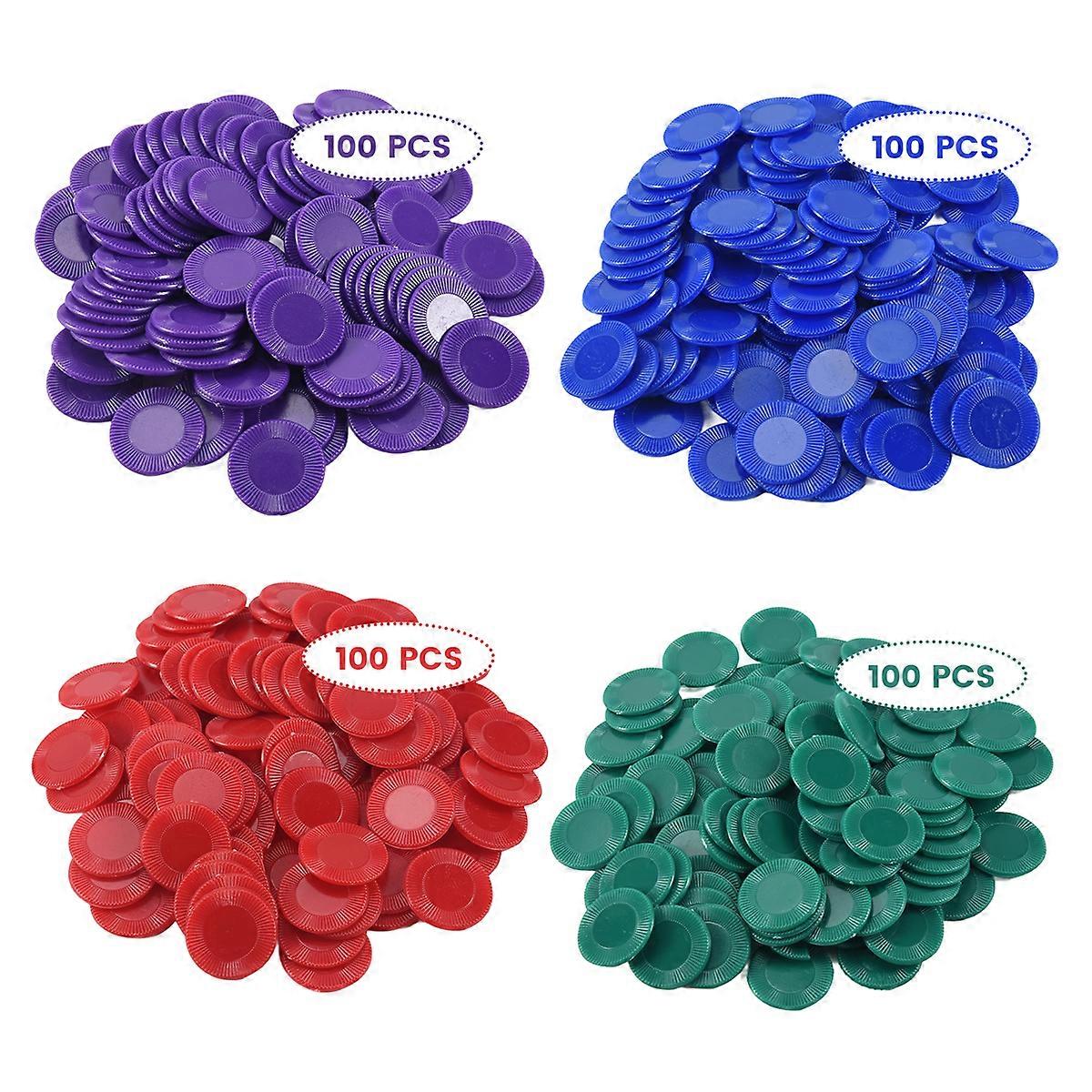 400 Pieces Plastic Poker Chips Game Chips 4 Colors Counter Card, 1