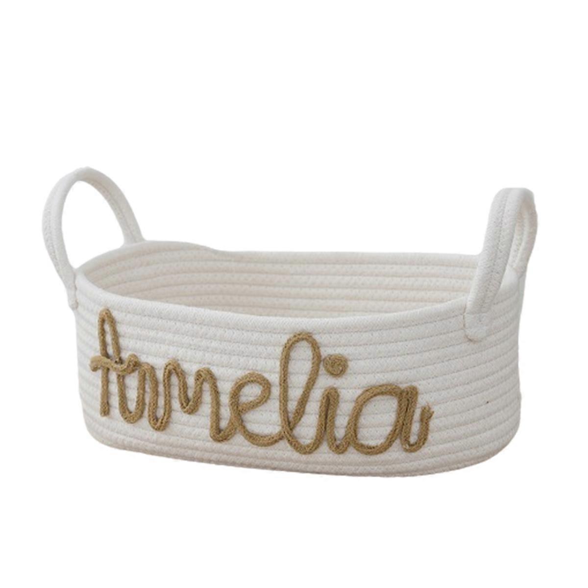 Rope storage basket with handles for household sundries, Brown