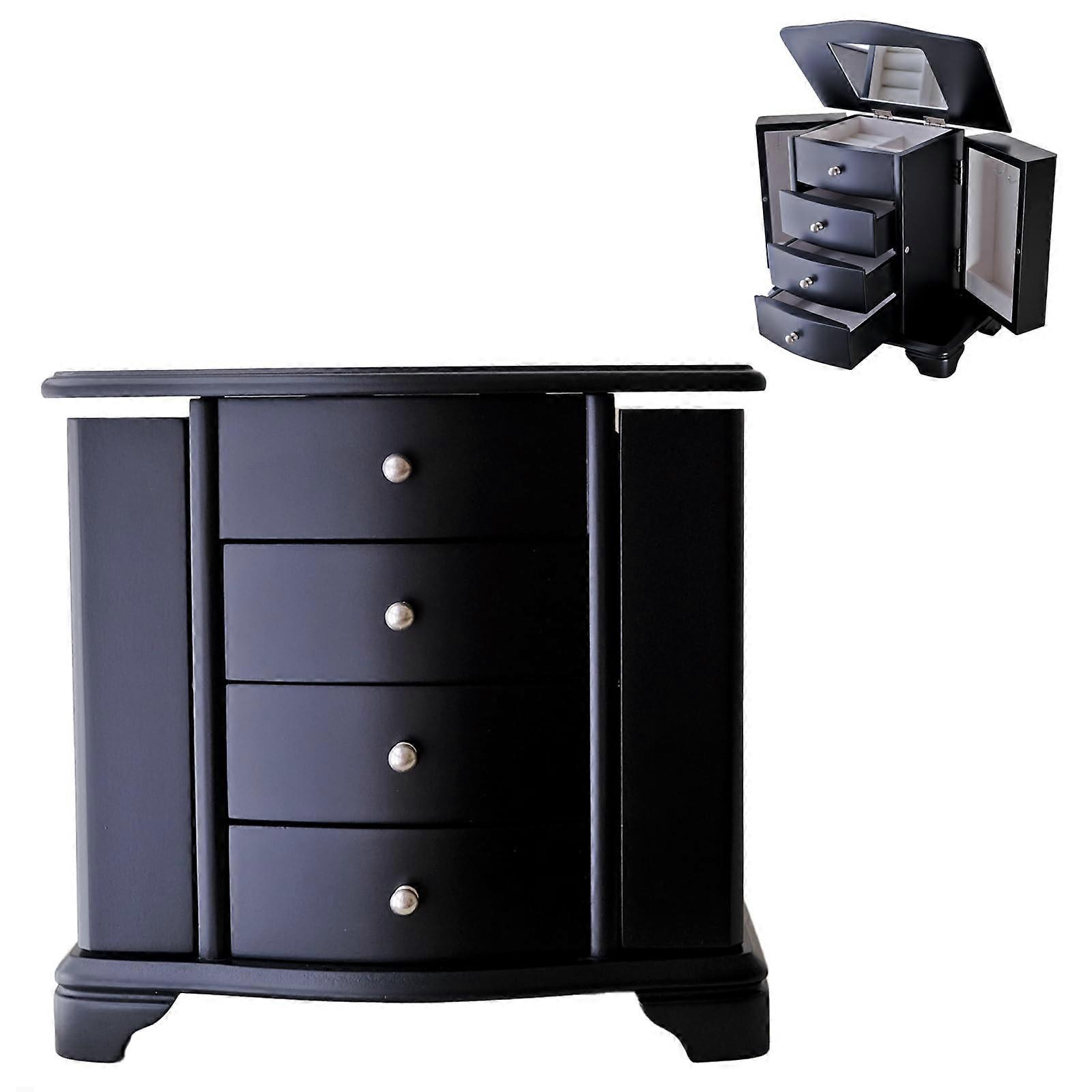 Tower Style Wooden Jewelry Organizer for Necklaces, Earrings, and Rings - Space-Saving Design with Multiple Compartments
